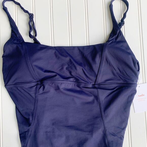 Andie Swim Havana One Piece Swimsuit Women's Size L Navy Blue NWT Classic Modest - Picture 7 of 9
